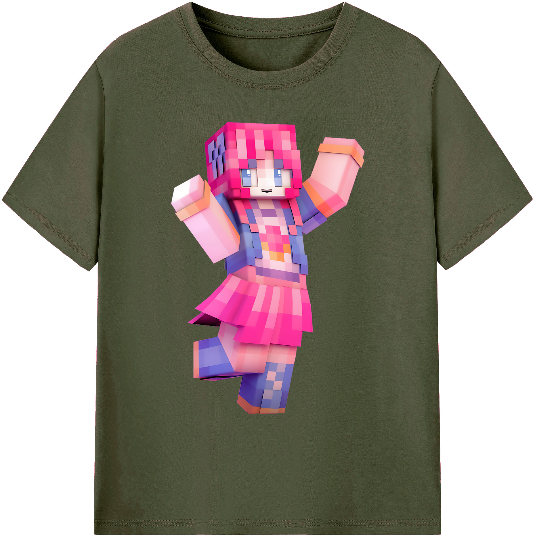 （画像用） マインクラフト ブロックの世界 Minecraft MC Block world 綿100％ メンズ半袖Tシャツ｜肌触りやわらか＆通気性